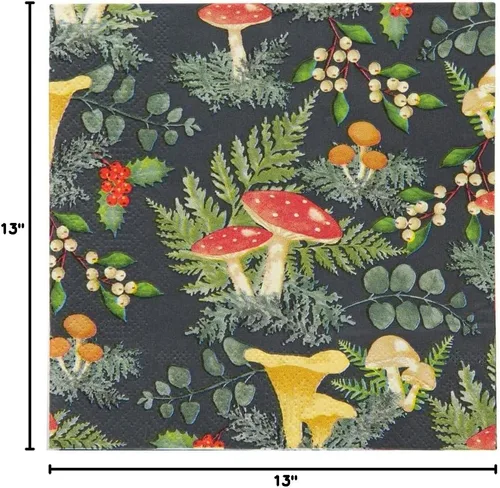 Vista 7 de Talking Tables 20 servilletas de cena de otoño para Navidad, Acción de Gracias, cenas, decoupage – Servilletas de hongos y setas del bosque