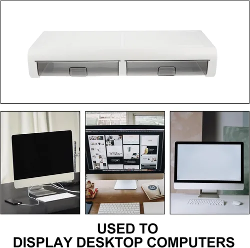 Vista 7 de Toddmomy Computer Monitor Shelf with Transparent Drawer Desktop Riser for Eye Health Compact Storage Organizer for Home and Office Use