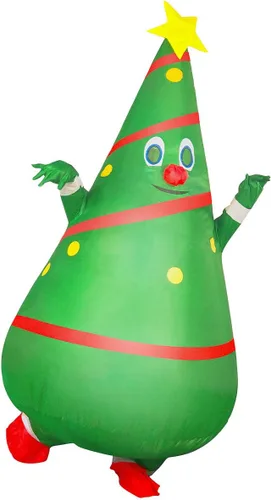 Vista 3 de YYYux - Disfraz inflable de árbol de Navidad para adultos divertido disfraz de Navidad inflado disfraz unisex para adultos fiesta de cosplay árbol