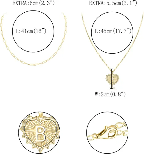 Vista 5 de Dainty Layered Necklaces for Women Pendant Initial Necklace Chain Necklace Simple Adjustable for Women
