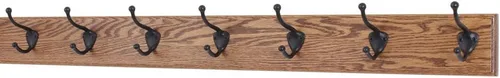 Vista 23 de PegandRail Perchero de roble con ganchos estilo sombrero y abrigo de bronce aceitado (castaño, 15 x 3.5 pulgadas con 3 ganchos)