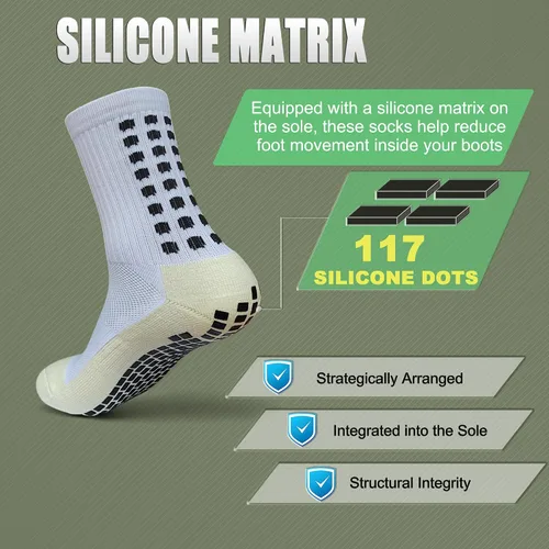 Vista 5 de Anti Slip Soccer Grip Socks, 117 Silicone Dots Non Skid Football Socks 2 negro+2 blancos.