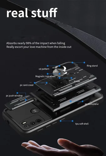 Vista 7 de CCSmall - Funda para Motorola Moto G60 con tarjetero para cámara LJK color negro
