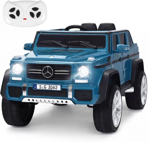 Vista 10 de COSTZON - Automóvil eléctrico para niños con licencia Mercedes-Benz Maybach, batería de 12 V, 2 motores, control remoto, 3 velocidades, luces, Rosa