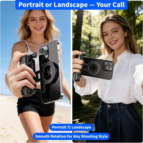 Vista 7 de Trípode magnético para selfie, trípode de bolsillo extensible para teléfono para iPhone y Android, con control remoto Bluetooth desmontable