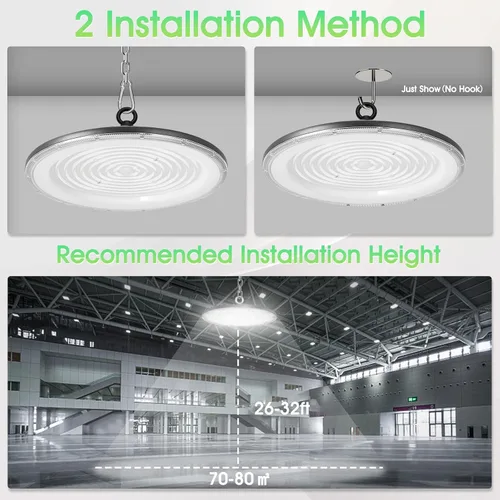 Vista 5 de loyal Luz LED de alta bahía, 500 W UFO High Bay Led Shop Lights 6000K 50000LM para almacén, taller, fábrica, gimnasio, garaje, granero, 2024, nuevo