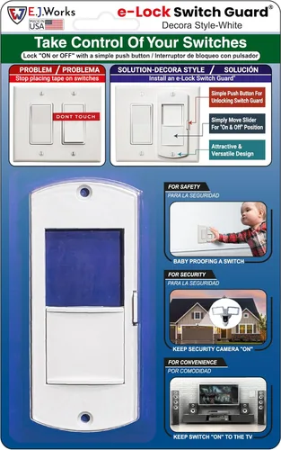 Vista 10 de eLock - Protector de interruptor para interruptores decorativos/basculantes, bloqueo de interruptor de luz a prueba de niños con botón