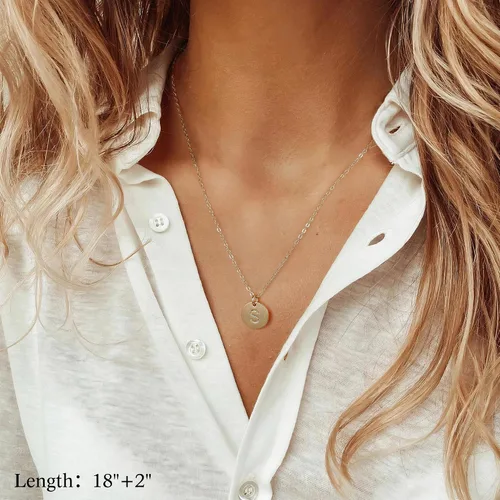 Vista 5 de Gold Initial Layered Necklaces for Women, 14K Gold Plated Coin Letter Necklace Skinny Bar Stacking Necklace Coin Necklace Layer Necklace Multi Bar