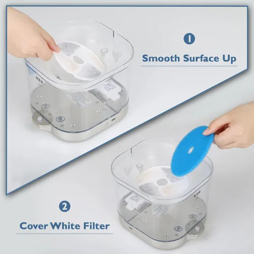Vista 6 de Filtros de repuesto para fuente de agua para gatos, juego de 4 filtros adecuados para fuente de agua automática ZALBYUY inalámbrica, funciona