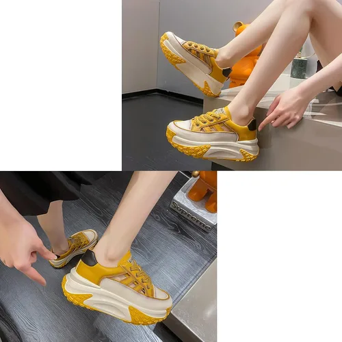 Vista 6 de SOLPNOW Tenis casuales de cuero transpirable para mujer, con cordones, antideslizantes, absorben los golpes, para correr