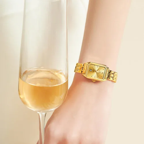 Vista 9 de OLEVS Square Watches for Women Dress Analog Small Female Watch Stainless Steel Waterproof Luminous Two Tone Fashion Set Watch for Lady