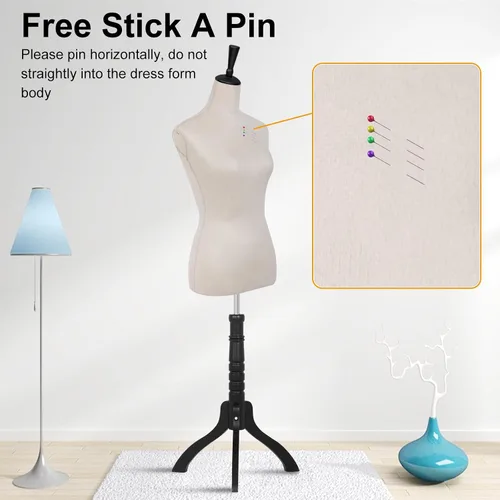 Vista 3 de BLKMTY Maniquí femenino con forma de torso para costura, maniquí de costura, altura del cuerpo, modelo de vestido de ropa ajustable con base
