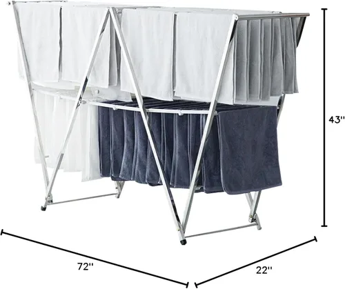 Vista 10 de Letusto W-Rack - Estante de secado de ropa para ropa – Estante plegable para ropa interior y exterior – Soporte para secadora de ropa de lavandería