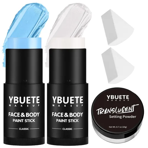Vista 16 de YBUETE Blanco Negro Cara Cuerpo Pintura Palo Set para Halloween Cosplay SFX
