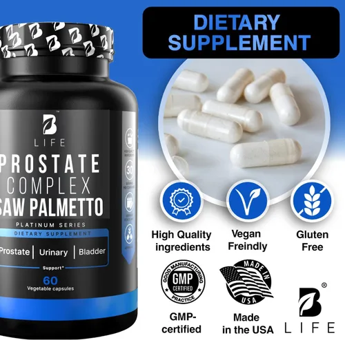 Vista 7 de B Life Company Suplementos para la salud de la próstata para hombres con palma enana americana para hombres y cápsulas de aceite de semilla