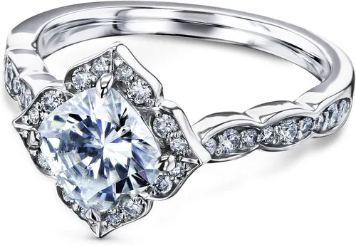 Vista 2 de Kobelli Anillo de compromiso con halo floral de moissanita (G-H) de 1 13 CTW - Múltiples opciones de oro