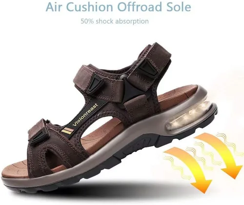 Vista 5 de visionreast Sandalias atléticas para hombre, puntera abierta, para senderismo, exteriores, antideslizantes, con amortiguación de aire, deportivas