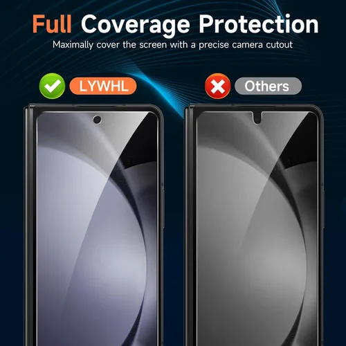 Vista 3 de LYWHL Paquete de 2 protectores de pantalla para Samsung Galaxy Z Fold 6, protector de pantalla frontal de vidrio templado para Galaxy Z Fold 6
