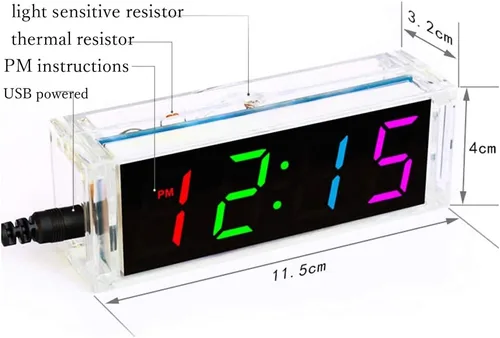 Vista 6 de Treedix 1 unids colorido reloj digital kits LED hablando reloj DIY kit componente reloj electrónico montaje experimento (verde)