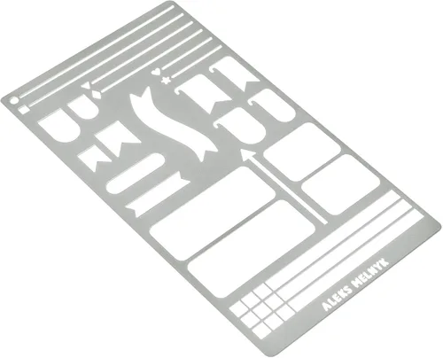 Vista 2 de Aleks Melnyk No.62 Plantilla de metal para diario con balas – Plantilla reutilizable de acero inoxidable para planificador, álbumes de recortes