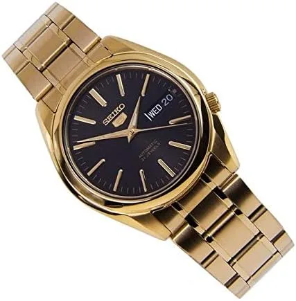 Vista 2 de Seiko 5 SNKL50 Reloj automático de acero inoxidable con esfera negra para hombre Oro Reloj automático