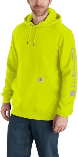 Vista 69 de Carhartt Sudadera de ajuste holgado para hombre con logotipo en la manga, de peso medio, gráfica, liquidación Terreno ámbar