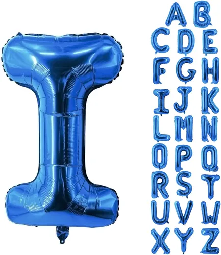 Vista 75 de Globos de letras azules de 40 pulgadas, globo grande del alfabeto de aluminio de Mylar para decoración de cumpleaños, boda, aniversario, graduación