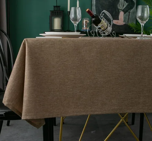 Vista 7 de Tektrum Mantel cuadrado de lino sintético texturizado de 70 x 70 pulgadas, impermeable, a prueba de derrames, resistente a las manchas, sin arrugas