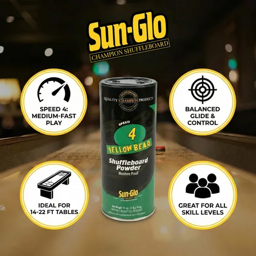 Vista 2 de Sun-Glo #4 Speed Yellow Bear Shuffleboard Powder Wax 16 oz