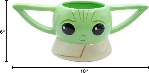 Vista 8 de STAR WARS: The Mandalorian Grogu - Taza de cerámica esculpida Taza de café grande sin BPA para expreso, cafeína, bebidas, esenciales para el hogar