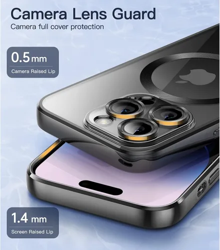 Vista 4 de JETech Funda transparente suave para iPhone 14 Pro de 6.1 pulgadas, protección completa para lente de cámara, compatible con carga inalámbrica Negro