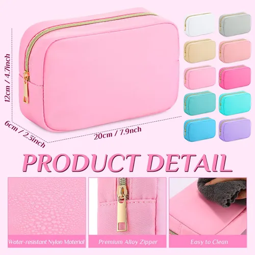 Vista 3 de Sweetude 10 bolsas de maquillaje de nailon para mujeres, bolsa organizadora de maquillaje reutilizable, bolsa de viaje para cosméticos, organizador