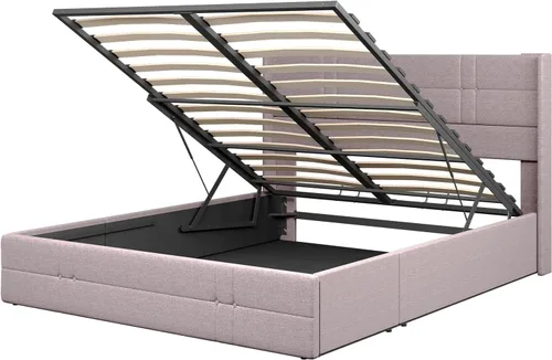 Vista 10 de Novilla Base de cama Queen con almacenamiento elevable, base de cama de plataforma tapizada con almacenamiento, no necesita somier, soporte