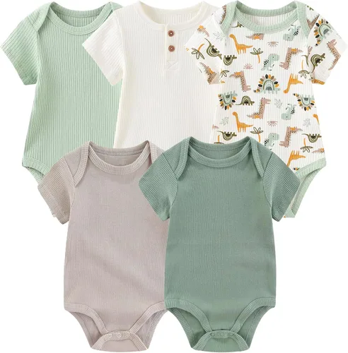 Vista 44 de Body de manga corta para bebé recién nacido, ropa de algodón de una pieza, 5 unidades, 0-12 meses