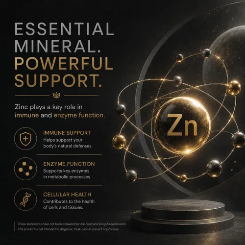 Vista 4 de Zinc 50mg – Apoyo inmunológico de alta potencia – Tabletas con certificación Halal – 100 unidades – Sin OGM – Apoya la salud de la piel, el cabello