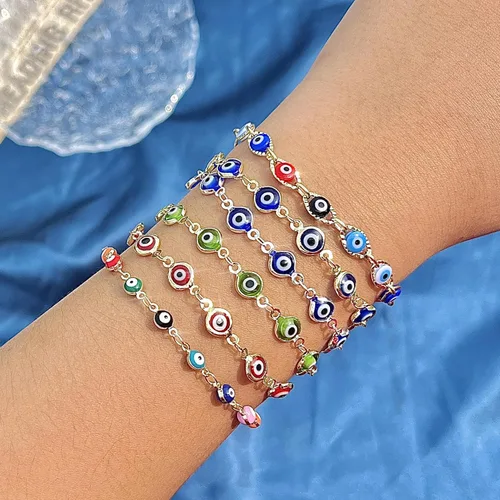 Vista 2 de Evil Eye Bracelets Blue Eye Ojo Hamsa Jewelry Dainty Gold Link Bracelets for Women Lucky Turkish Protection Trendy Birthday Jewelry Gifts