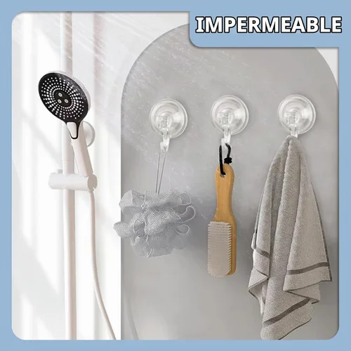 Vista 8 de CozyBlue Ganchos de ventosa resistentes – Paquete de 2 ganchos de ducha impermeables y reutilizables – extraíbles para ventana, puerta de cristal