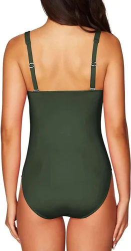 Vista 8 de Sovoyontee Traje de baño de 1 pieza para mujer con nudo frontal fruncido