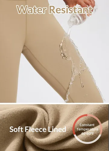Vista 19 de baleaf Leggings con forro polar para mujer, impermeables, pantalones de senderismo de invierno, mallas térmicas para correr, bolsillos