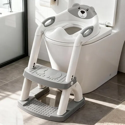 Vista 9 de SKYROKU - Asiento de entrenamiento para ir al baño, con escalera, para niños y niñas, cómodo y seguro con almohadillas antideslizantes