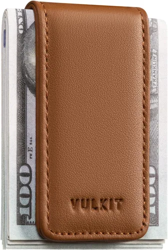 Vista 13 de VULKIT Clip magnético de cuero para dinero, portador de dinero, diseño minimalista con capacidad para hasta 15 billetes, Negro, Delgado