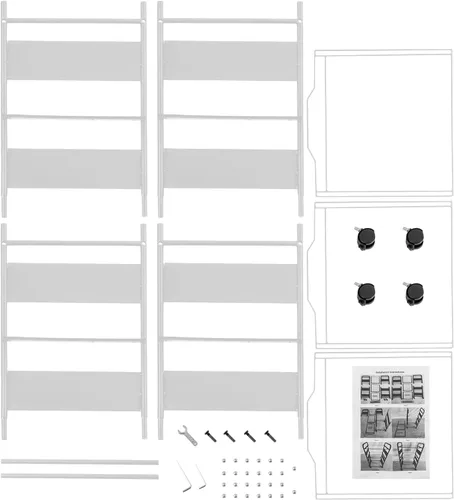 Vista 9 de Carros de archivo de metal de 3 niveles con ruedas, archivos colgantes para tamaño carta, carpeta de archivos extraíble movible, estante para cajón