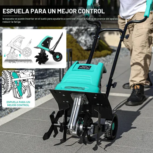 Vista 5 de IncwBo Motocultor Eléctrico para Jardín con Ancho de Labranza de 12 Pulgadas, Cultivador Eléctrico de 8 Pulgadas de Profundidad, 10.5 Amperios