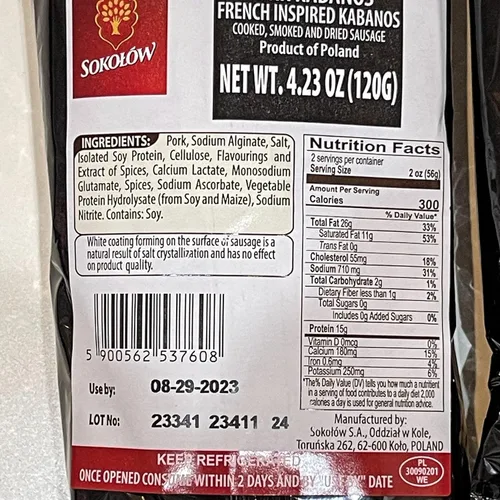 Vista 2 de Dry Thin Kabanos - Salchicha de cerdo inspirada en francés, ahumada y seca, carne tradicional polaca 4.2 oz 4.23 oz (paquete de dos)