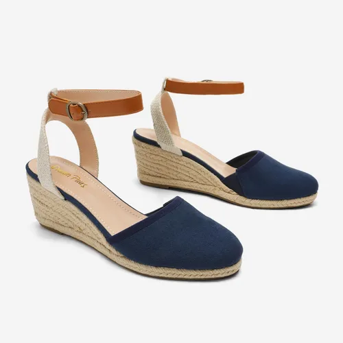 Vista 3 de DREAM PAIRS Sandalias de tacón de cuña con correa de tobillo y punta cerrada para mujer