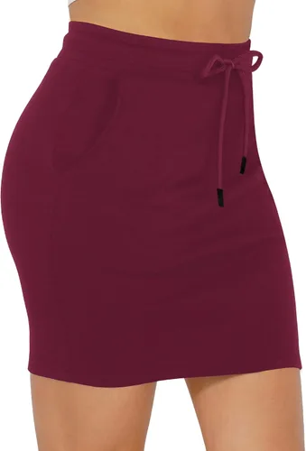Vista 2 de MANGOPOP Falda ajustada acanalada para mujer, de cintura alta, elástica, corta