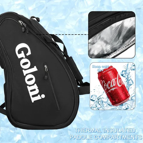 Vista 5 de Goloni Pickleball Bag Padel Racket Backpack Large Capacity for Men Women Separate Waterproof Shoes Compartment Pickleball Accessories -Thermal