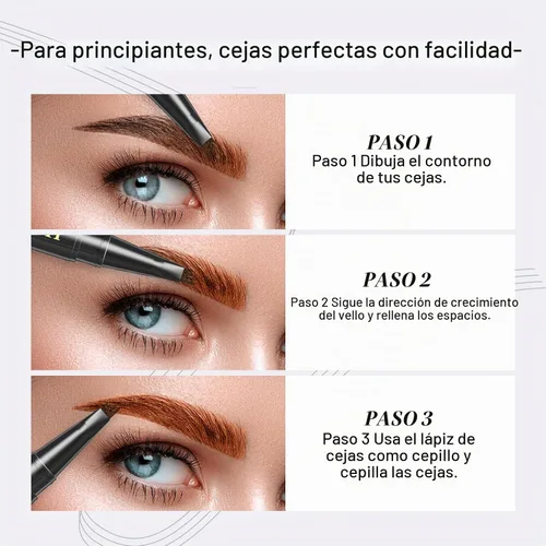 Vista 5 de Lápiz profesional de cejas de 4 puntas, lápiz líquido impermeable para cejas, precisión de punta fina, larga duración, 0.0 fl oz (1 # marrón claro)