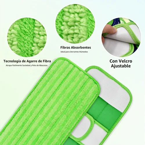 Vista 2 de Paquete de 4 almohadillas de microfibra para trapeadores Swiffer XL, reutilizables, para mopa húmeda y seca, compatibles con Swiffer Sweeper XL
