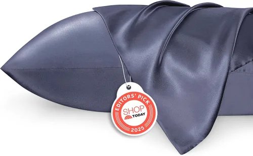 Vista 18 de Bedsure Paquete de 2 fundas de almohada de satén similares a las fundas de almohada de seda tamaño estándar, funda de almohada para mujeres que